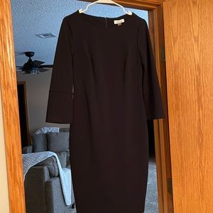 Navy Calvin Klein dress with slit sleeve and zipper back